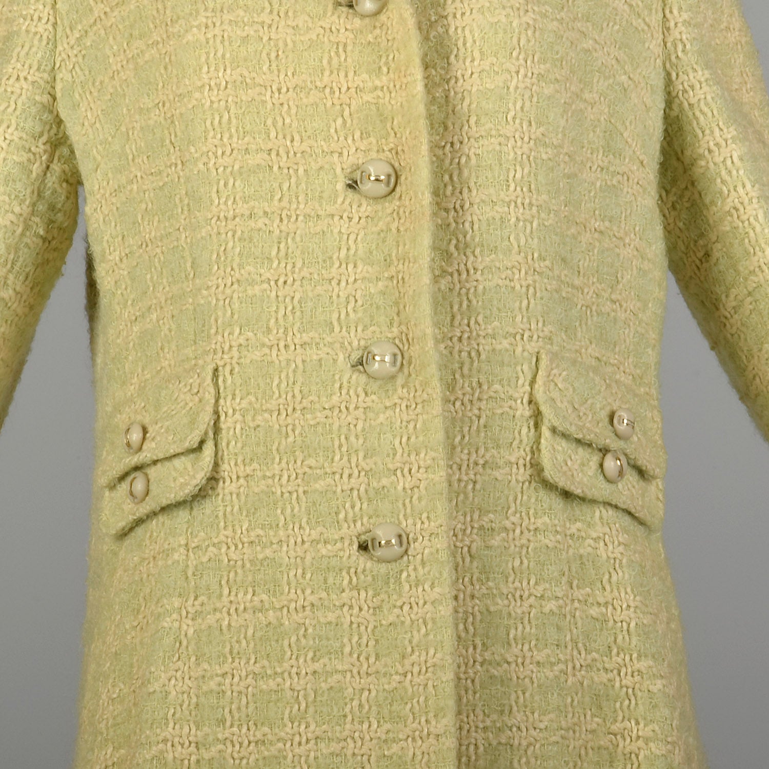 Medium 1960s Coat Green Plaid Wool Tweed Winter Outerwear