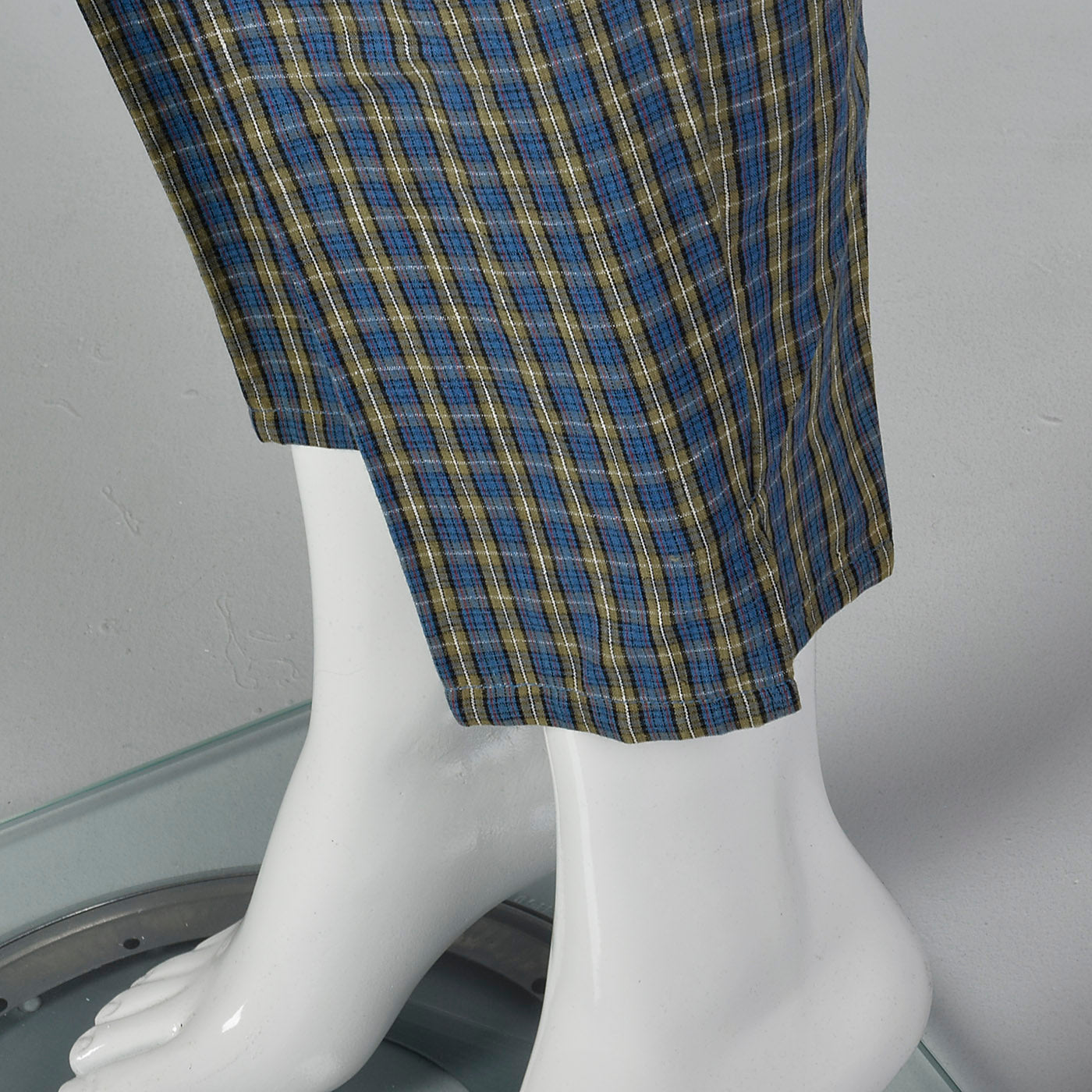 1950s Blue Plaid Cigarette Pants