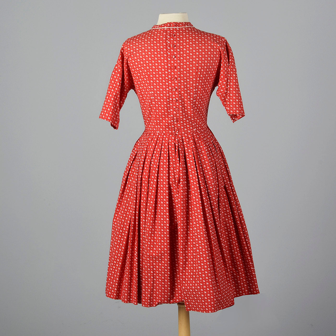 1950s Lanz Red Cotton Fit and Flare Dress
