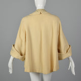 1950s Cream Wool Swing Coat with Extra Wide Cuffs
