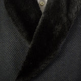 Large 1970s Coat Charcoal Black Faux Fur Double Breasted Winter