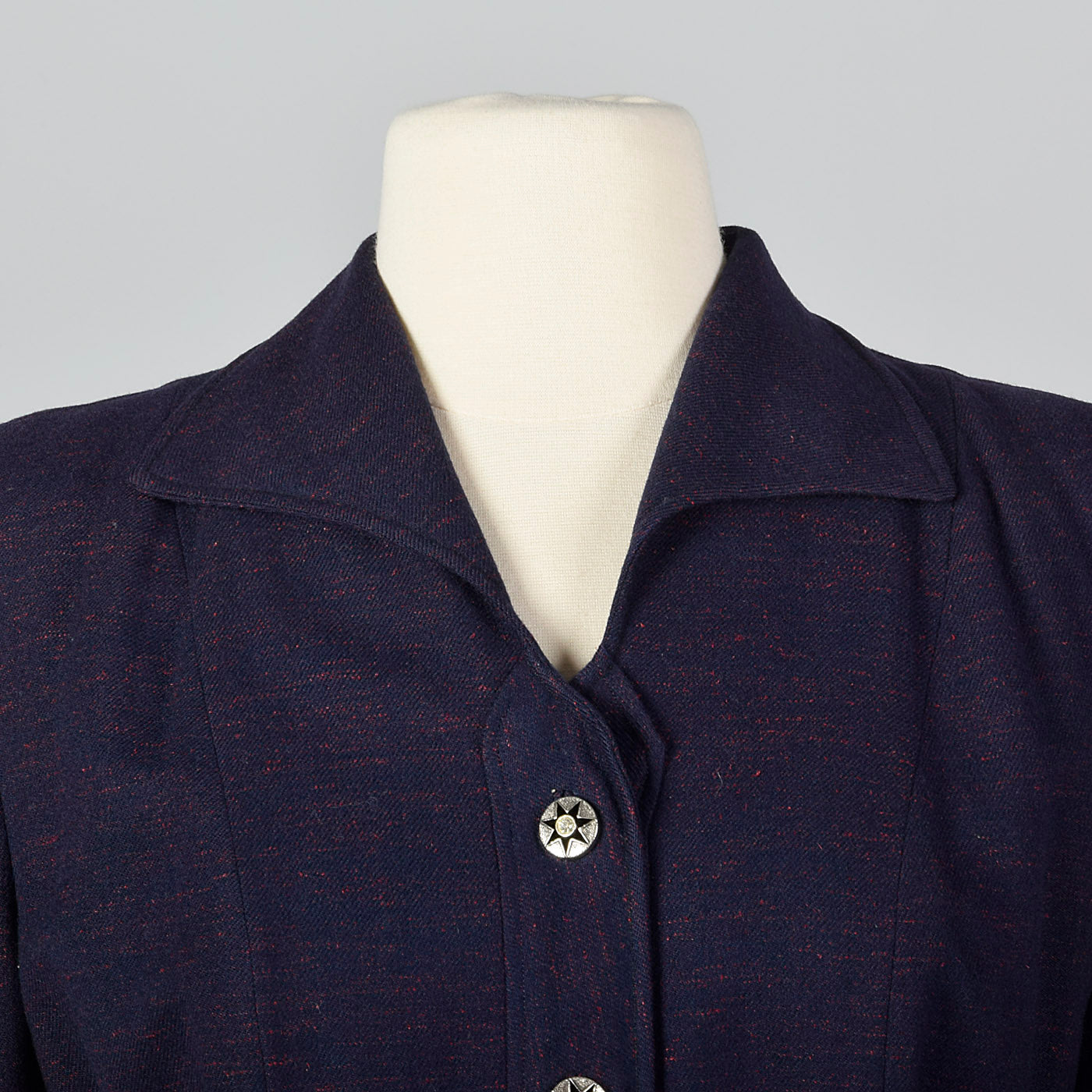 1950s Navy Blue Skirt Suit with Decorative Buttons