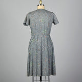 1950s Gray Print Cotton Day Dress