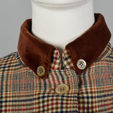 Small Umberto Ginocchietti 1970s Plaid Jacket with Velvet Trim