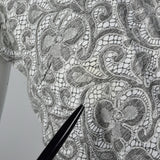 1950s Gray Cotton Lace Print Dress