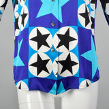Medium Ellen Tracy 1990s Silk Star Print Blouse
