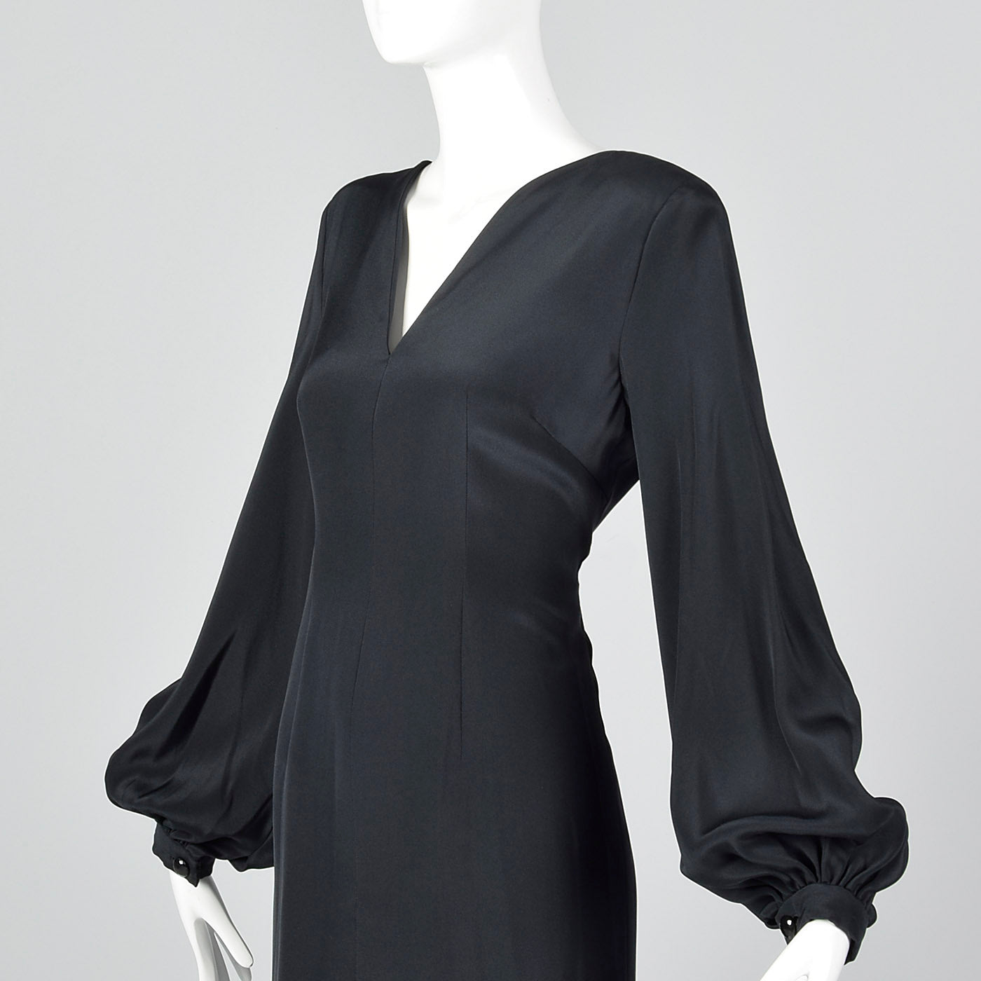 1980s Pauline Trigere Shift Dress with Bishop Sleeve