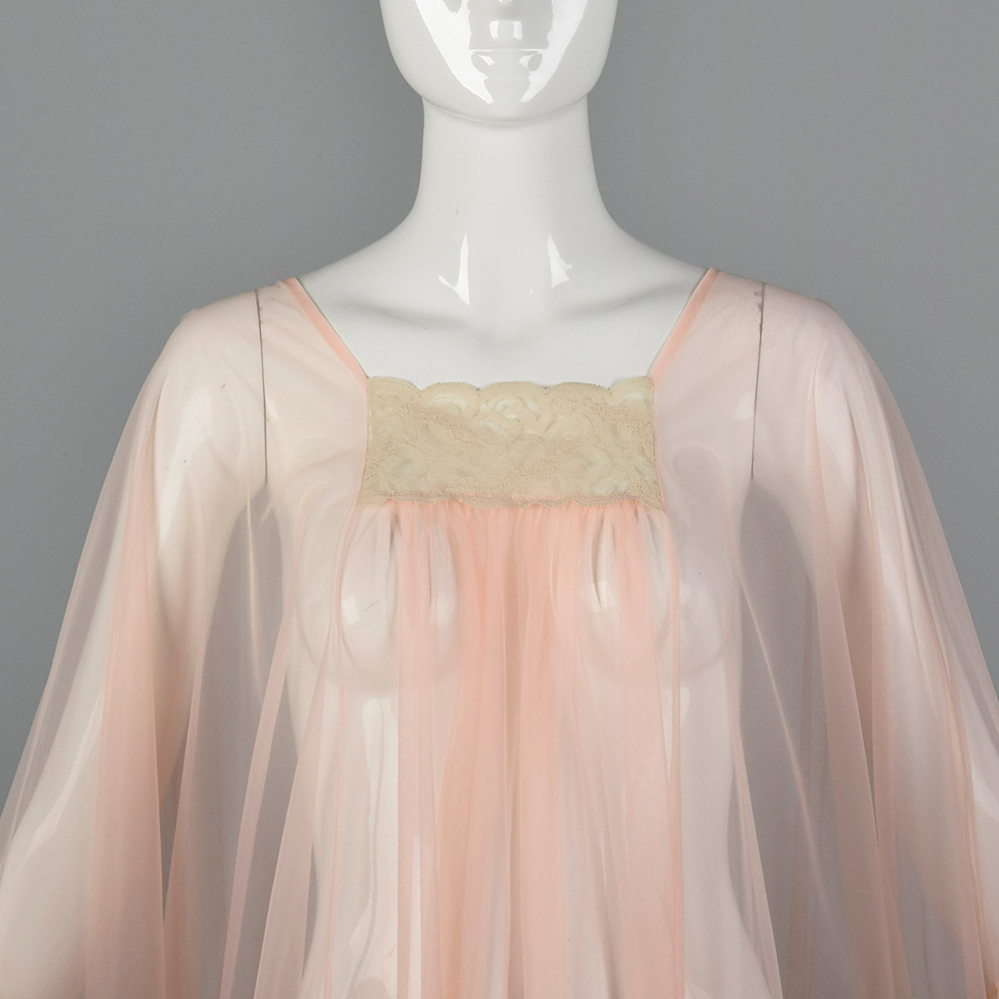 1970s Sexy Sheer Kaftan Nightgown in Pink