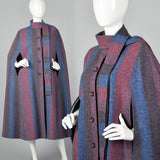1970s Wool Cape with Attached Scarf