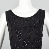 1990s Carmen Marc Valvo Black Beaded Dress
