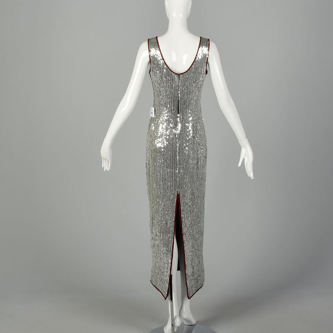 Small 1990s Millennium Dress Formal Sequin Sleeveless New Years Eve