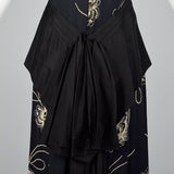 1940s Navy Rayon Dress with Black Taffeta Peplum