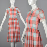 1950s Plaid Day Dress with Peter Pan Collar