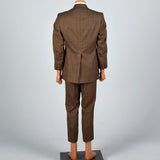 1970s Mens Brown Wool Windowpane Suit