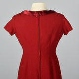 1950s Red Wool Dress with Satin Collar