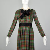 XS Geoffrey Beene 1970s Plaid Maxi Dress