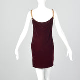 Small Anne Klein Late 1970s / Early 1980s Burgundy Velvet Dress