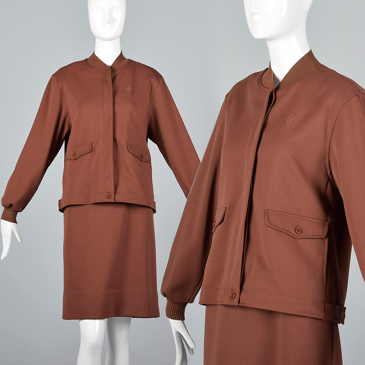 1970s Givenchy Sport Two Piece Set with Ribbed Knit Trim