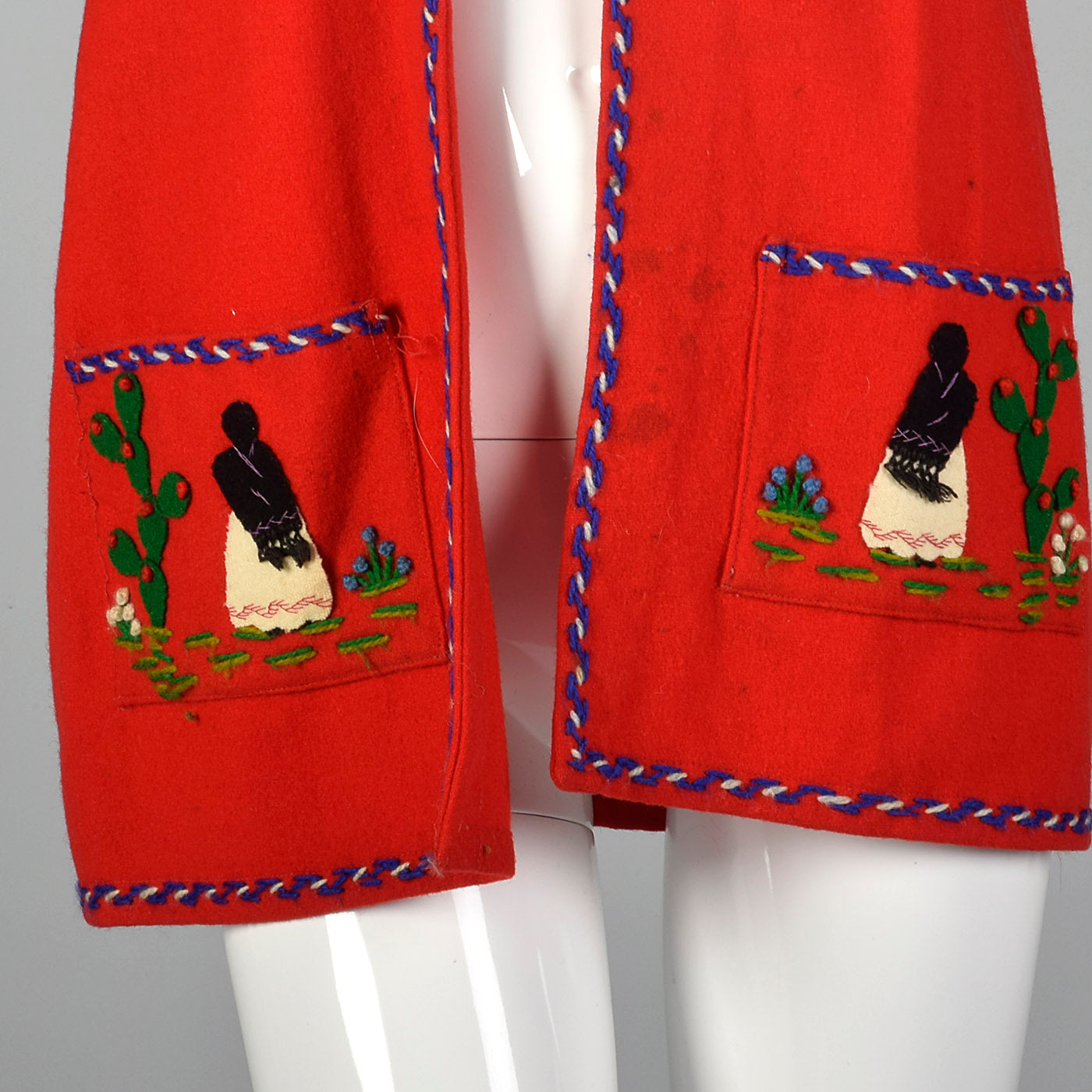 1940s Red Mexican Tourist Jacket with Appliques