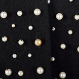 XS 1950s Black Cashmere Cardigan with Pearl Beading