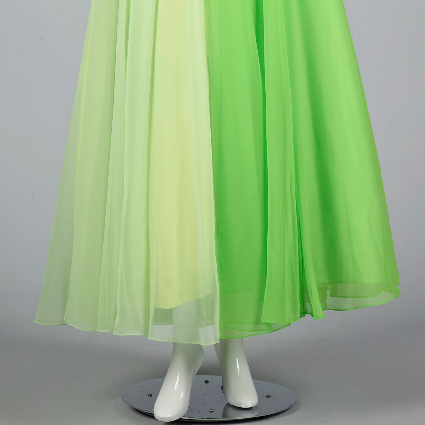 1970s Green Colorblock Maxi Dress