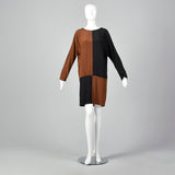 1990s Ellen Tracy Silk Color Block  Dress