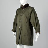 1980s Yves Saint Laurent Fourrures Olive Green Coat