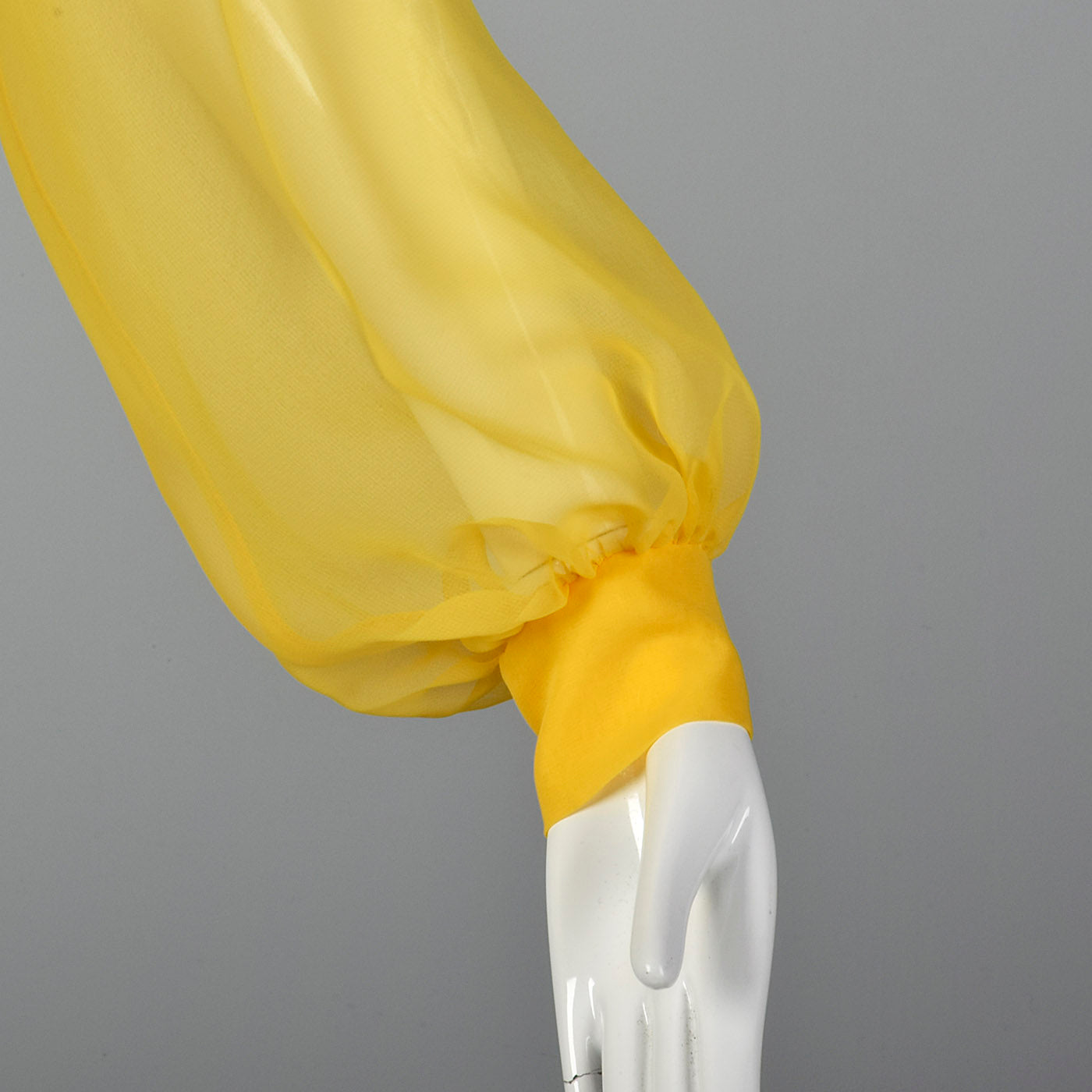 1970s Elegant Sheer Yellow Wrap Blouse