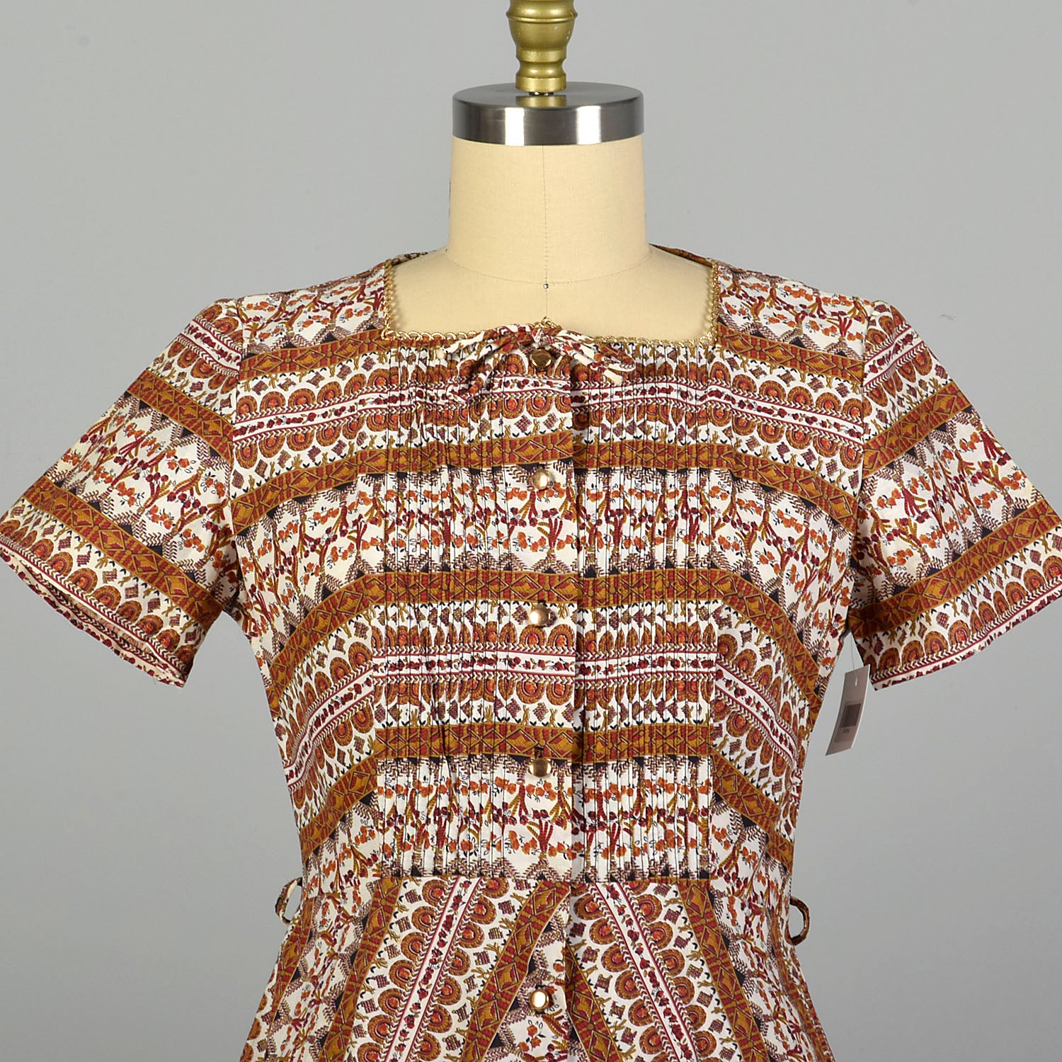 XL 1950s Novelty Print Cotton Day Dress Shirtwaist
