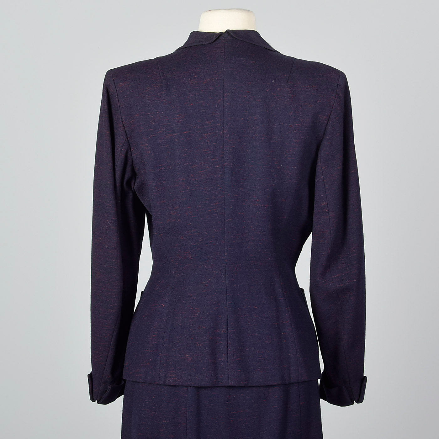 1950s Navy Blue Skirt Suit with Decorative Buttons