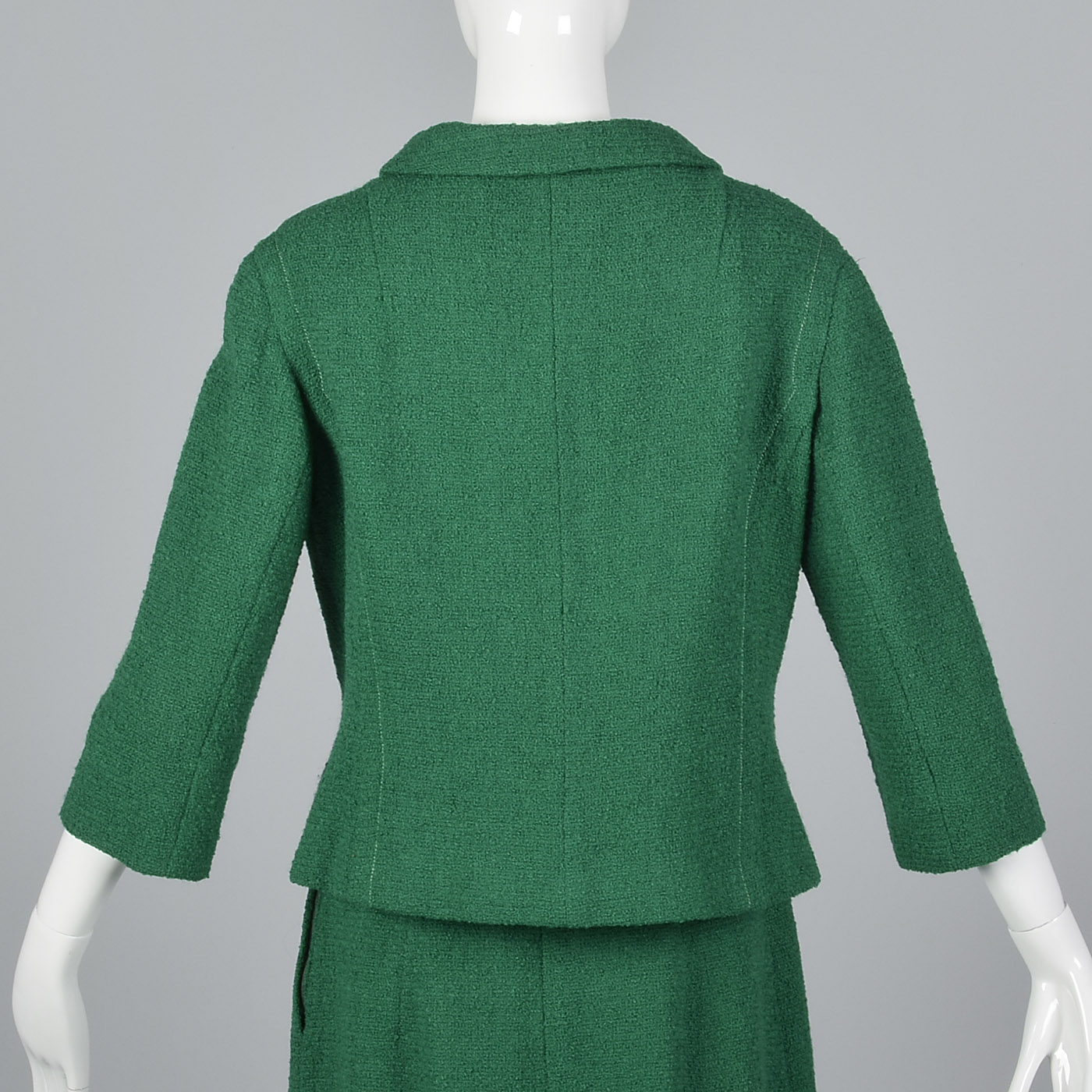 1960s Emerald Green Boucle Wool Skirt Suit