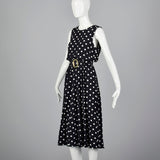 1980s Black and White Polka Dot Dress