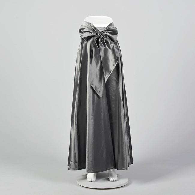 1990s Lord & Taylor Silver Maxi Skirt with Sash