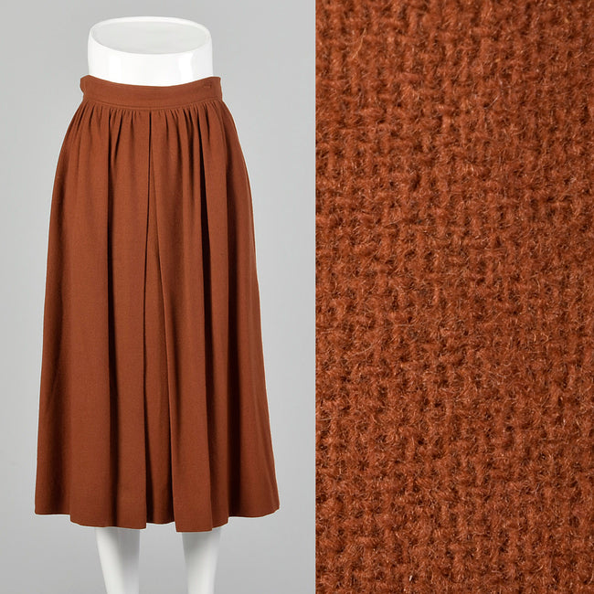 Small Courrèges 1960s Rust Brown Wool Skirt