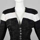 1980s Elegant Pleated Skirt Suit