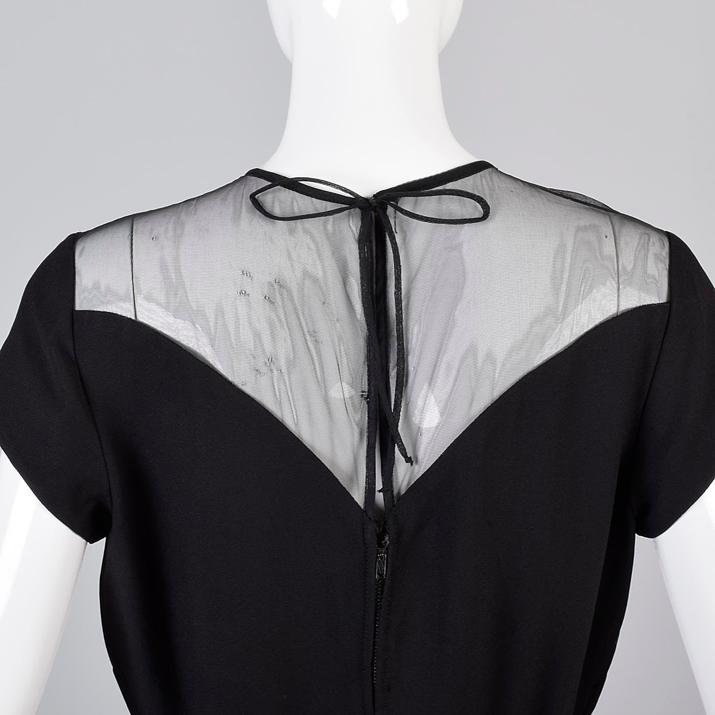 1960s Little Black Dress with Sheer Chiffon Shoulders