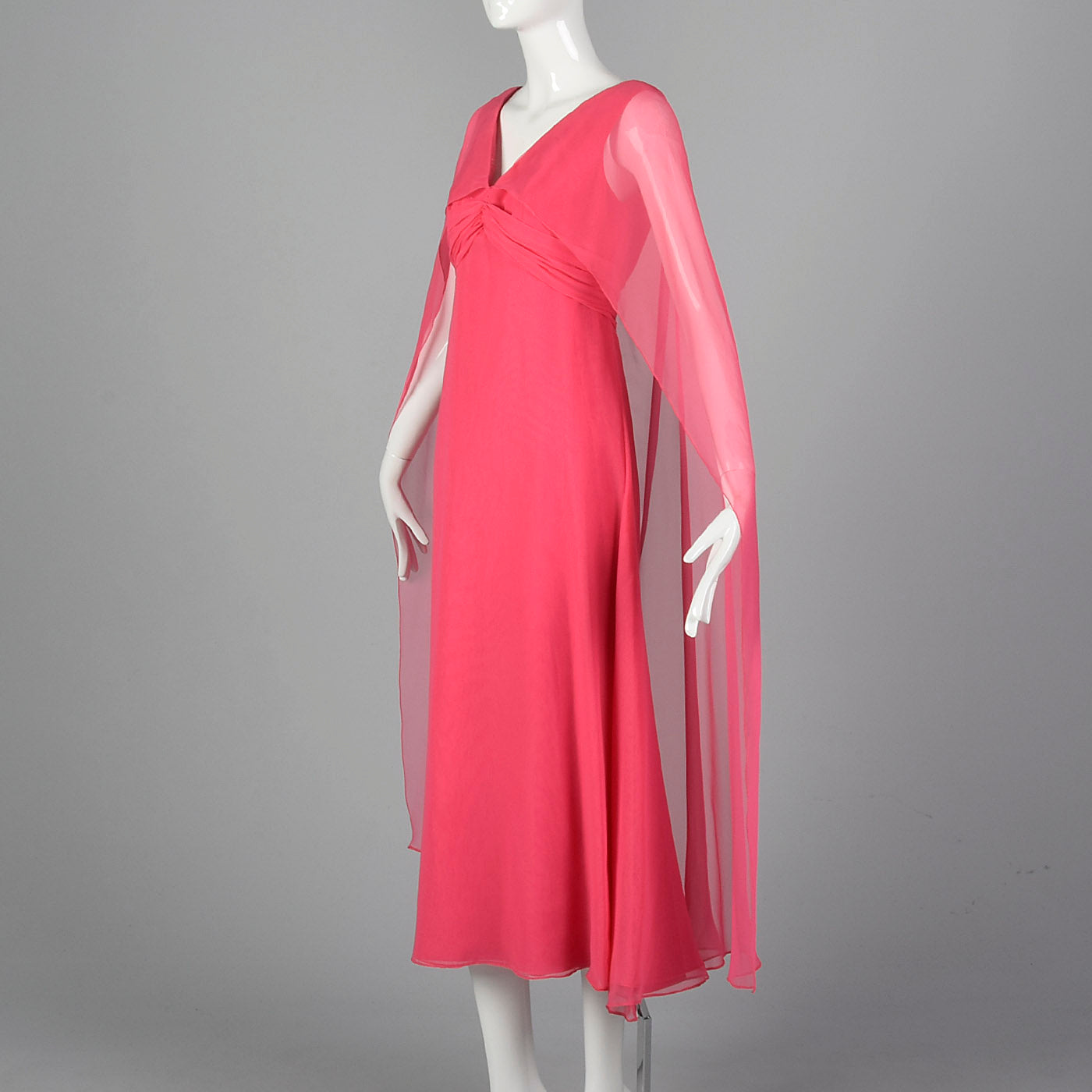 1970s Pink Maxi Dress with Sheer Float