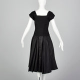 1940s Black Taffeta Dress