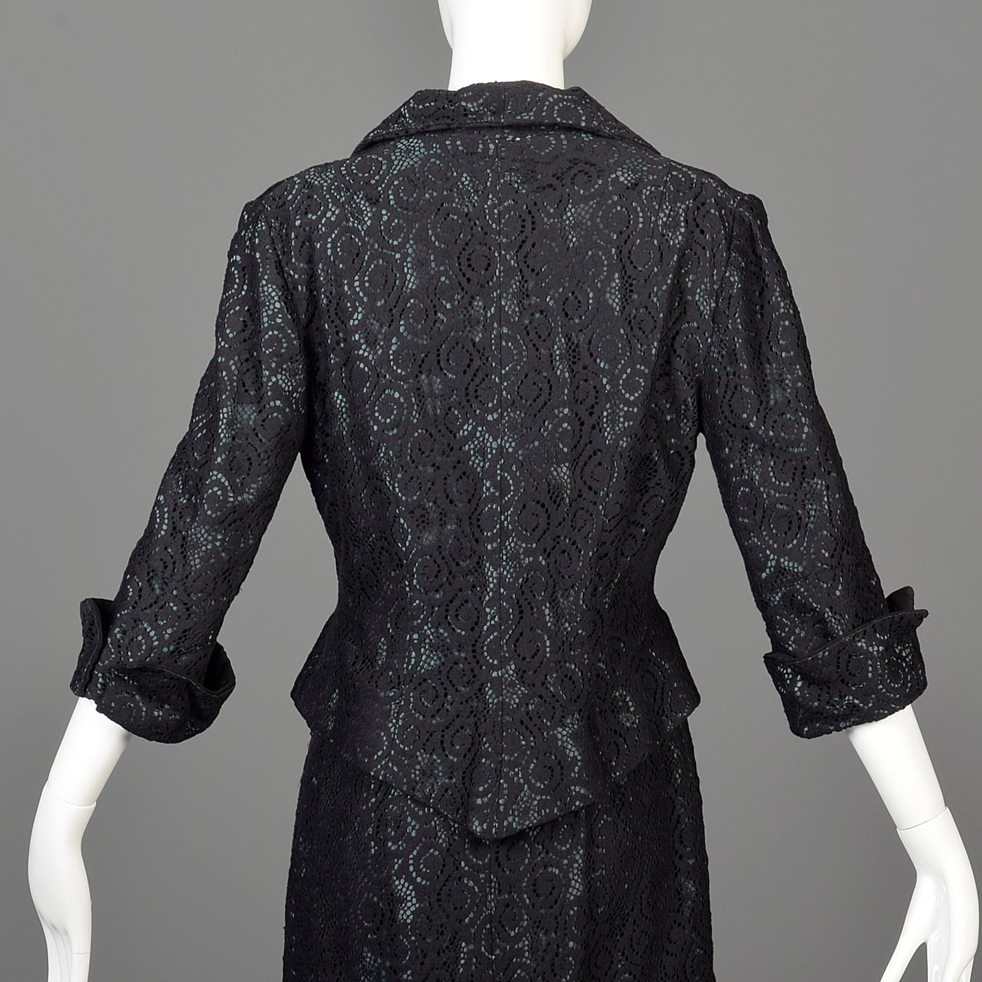 1950s Black Dress Set with Lace Overlay