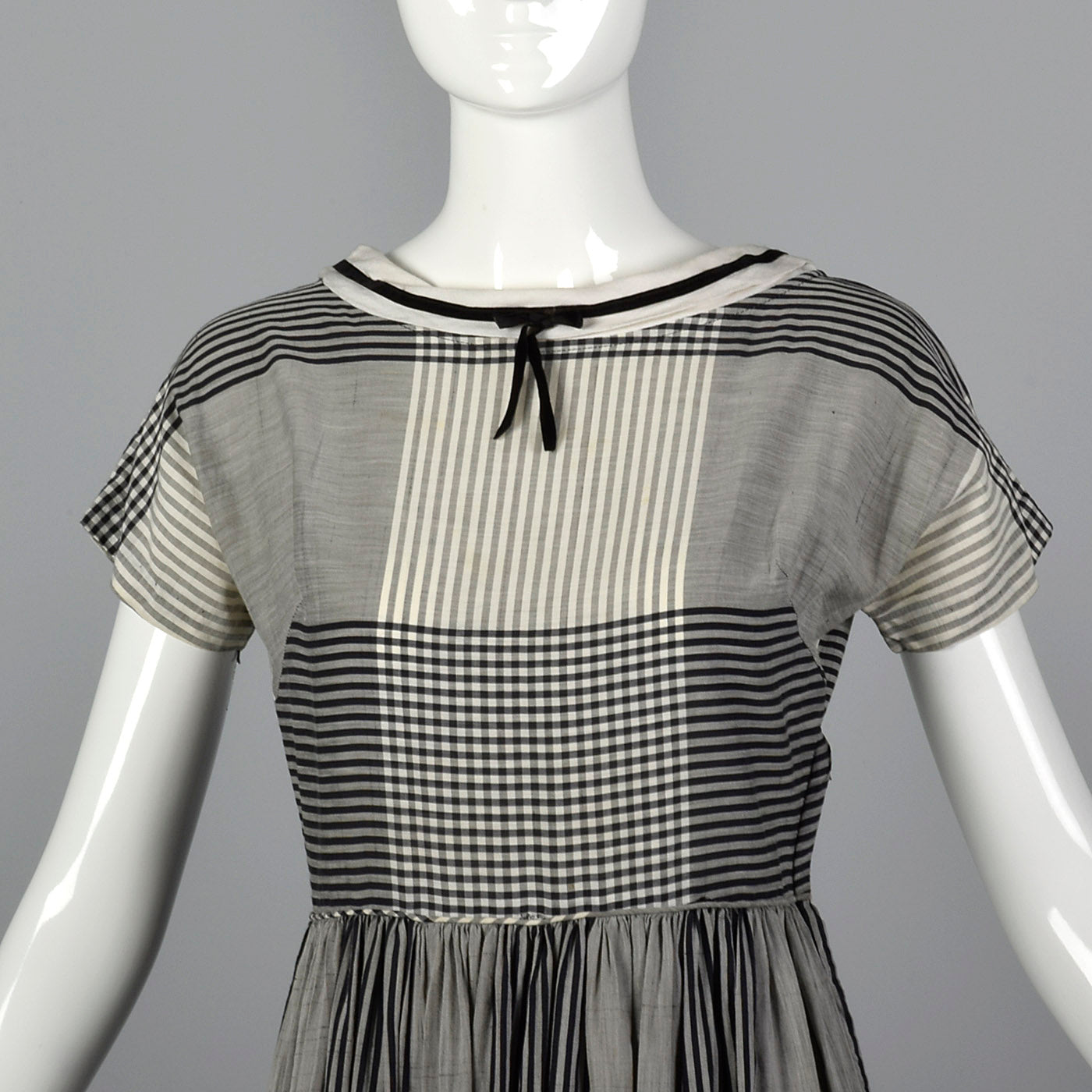 1950s Black and White Plaid Dress