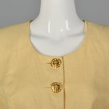 1990s Moschino Cheap & Chic Yellow Linen Skirt Suit