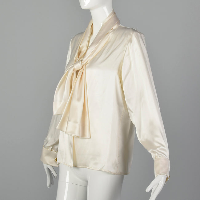 Large Yves Saint Laurent Rive Gauche 1990s Silk Blouse