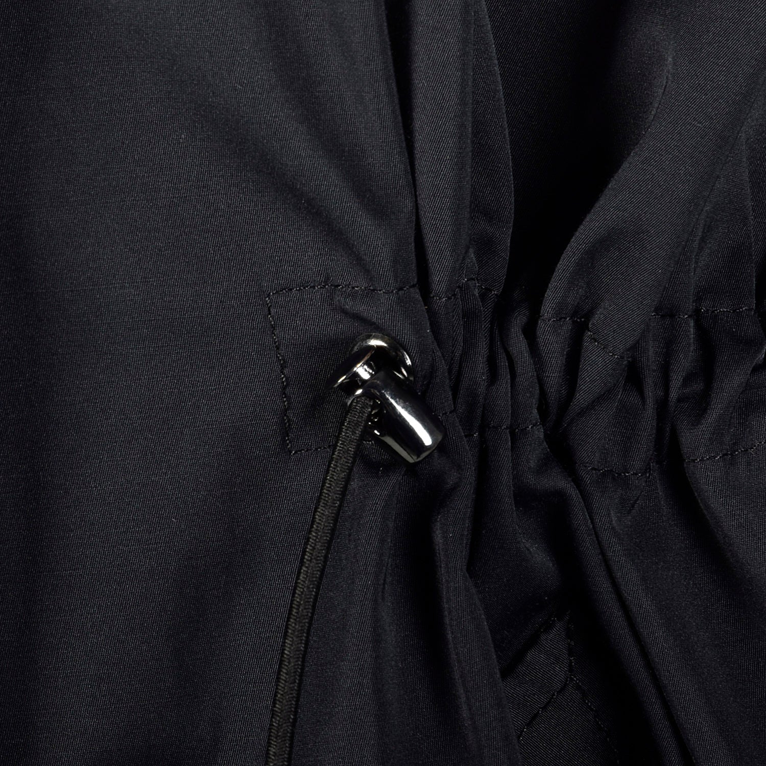 Large Lightweight Black Raincoat Hood Drawstring Waist