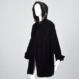 1940s Black Velvet Coat with Sequin Hood