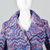 1970s Via Veneto Couture Boutique Purple Tweed Skirt Suit