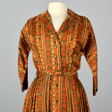 1960s Orange and Green Shirtwaist Dress