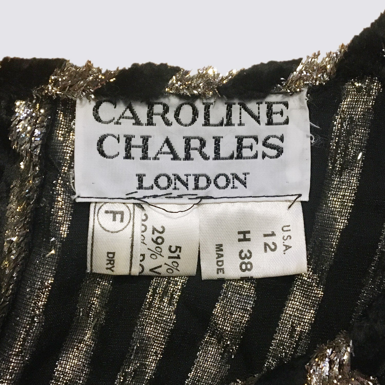 1980s Caroline Charles Gold and Black Skirt Set