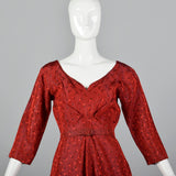 1950s Shiny Red Party Dress