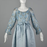 1970s Werle of Beverly Hills Blue Gown Dress