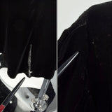 Small 1930s Dress Formal Black Silk Velvet Keyhole Neckline Evening Gown
